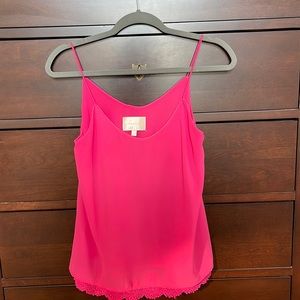 Hot pink polyester spaghetti strap tank